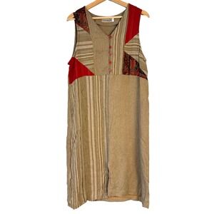 Vintage 90s Dress Women's Medium Sleeveless w/ Back Tie Teacher Artsy CANVASBACK